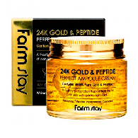 Ампульный крем с золотом и пептидами / 24K Gold Peptide Perfect Ampoule Cream FarmStay 80 мл