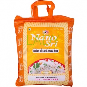 Индийский Рис Голден Селла Басмати, пропаренный, 1 кг (Nano Sri Indian Golden Sella Rice)