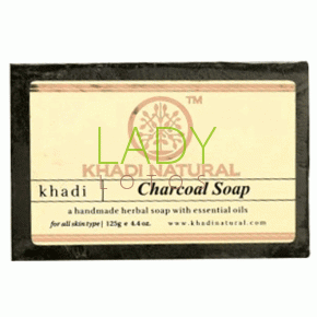Мыло ручной работы с древесным углем Кхади / Charcoal Soap Khadi 125 гр