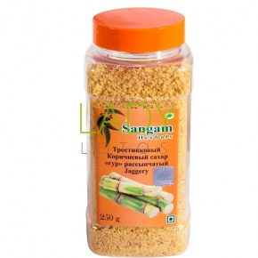 Сахар тростниковый коричневый Гур рассыпчатый Сангам Хербалс (Sangam Herbals) 250 гр.