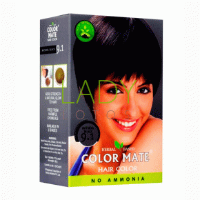 Натуральная травяная краска для волос на основе хны Черный 9.1 / Color Mate 5 х 15 гр