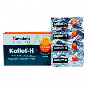 Кофлет-H - леденцы от кашля и боли в горле Апельсин и Мед / Koflet-H Orange Honey Himalaya Herbals 6 шт