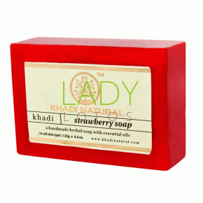 Мыло ручной работы Клубника Кхади / Strawberry Soap Khadi 125 гр