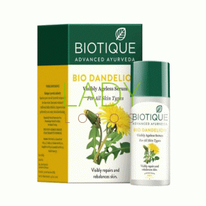 Сыворотка для лица с экстрактом одуванчика Биотик Biotique Bio Dandelion AGELESS LIGHTENING SERUM 30 мл.