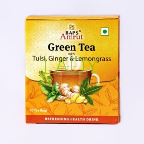Зеленый чай с Тулси Имбирем и Лемонграссом / Green Tea With Tulsi Ginger Lemongrass Baps Amrut10 пак