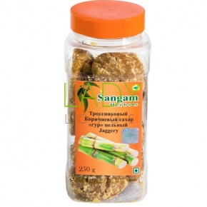 Сахар тростниковый коричневый Гур "кусковой" Сангам Хербалс (Sangam Herbals) 250 гр.