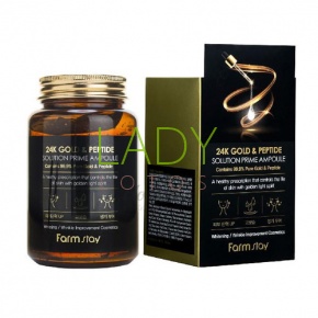 Сыворотка для лица с золотом и пептидами (Farmstay 24K Gold Peptide Solution Prime Ampoule) 250 мл